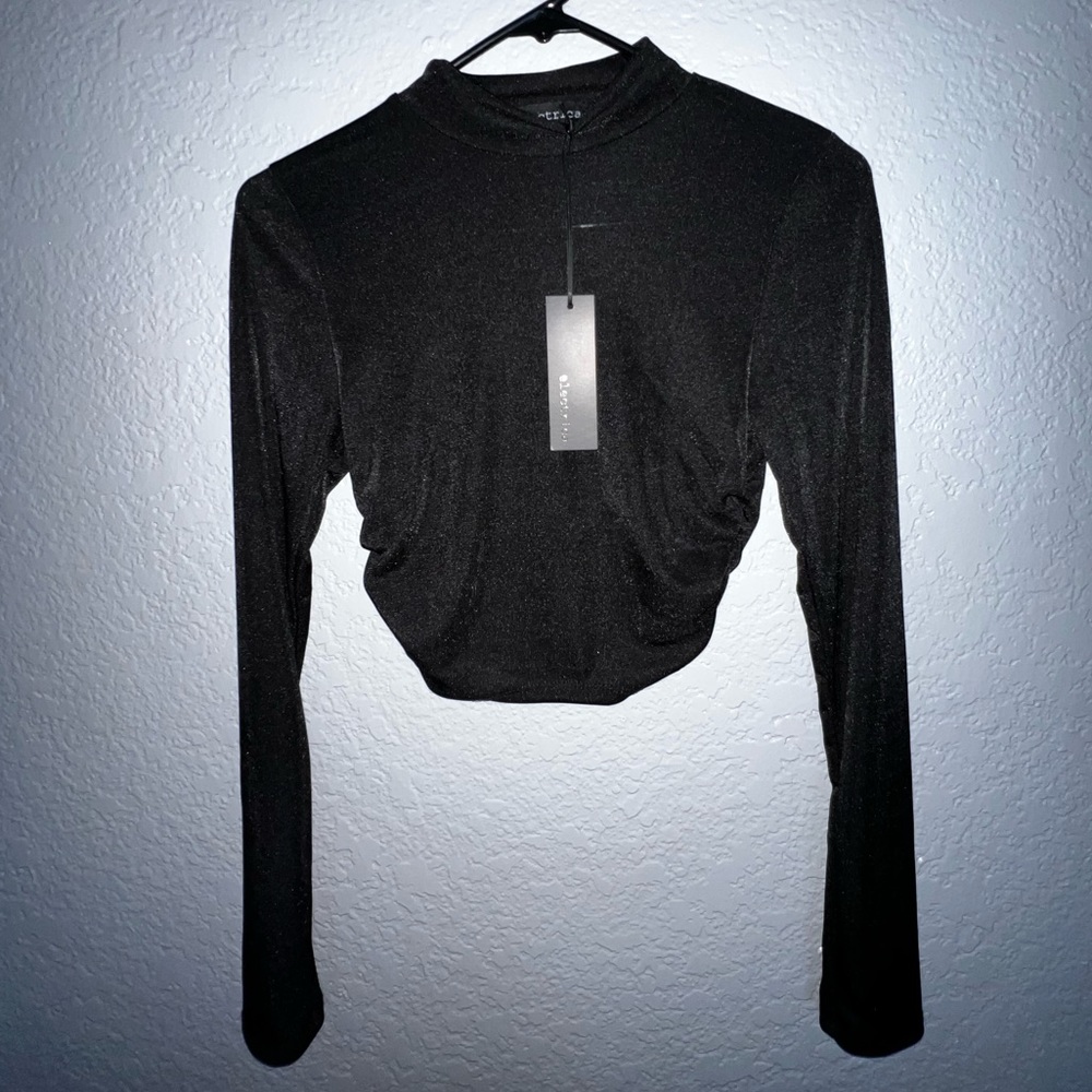 Cute Black Turtleneck Long sleeve Croptop